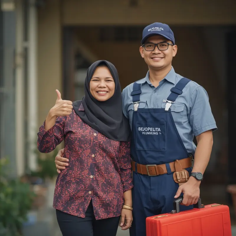 Testimoni ibu rumah tangga pelanggan puas setelah menggunakan jasa saluran mampet BejoPelita Depok